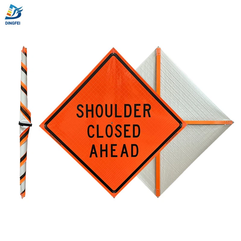 48 Inch Reflective Shoulder Closed Ahrad Roll Up Traffic Sign 8 48 Inch Reflective Shoulder Closed Ahrad Roll Up Traffic Sign 8