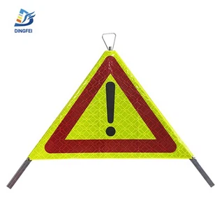 Fluorescent Yellow Warning Signal Reflective Tripod Folding Sign