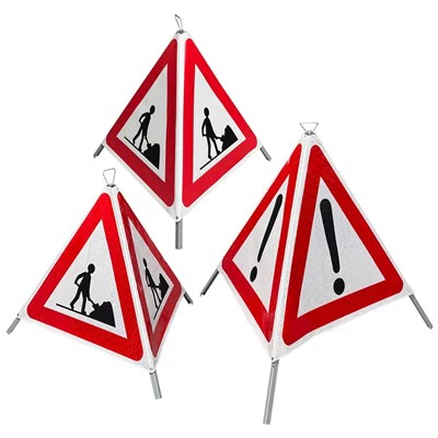 Foldable 3 Sides Faces Tripod Warning Sign For Europe Market