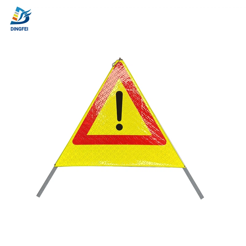 Yellow Warning Signal Reflective Tripod Folding Warning Sign